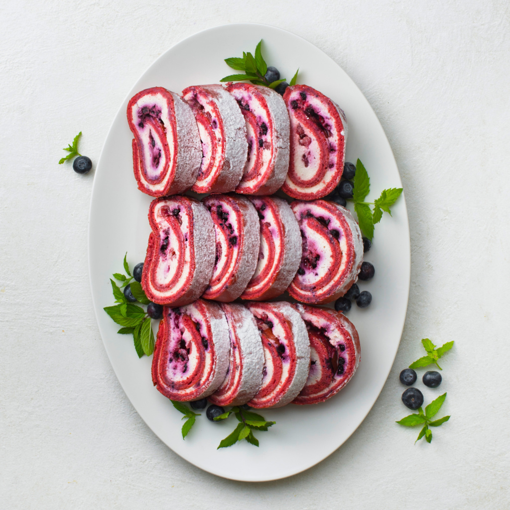 Red velved rullbiskviit